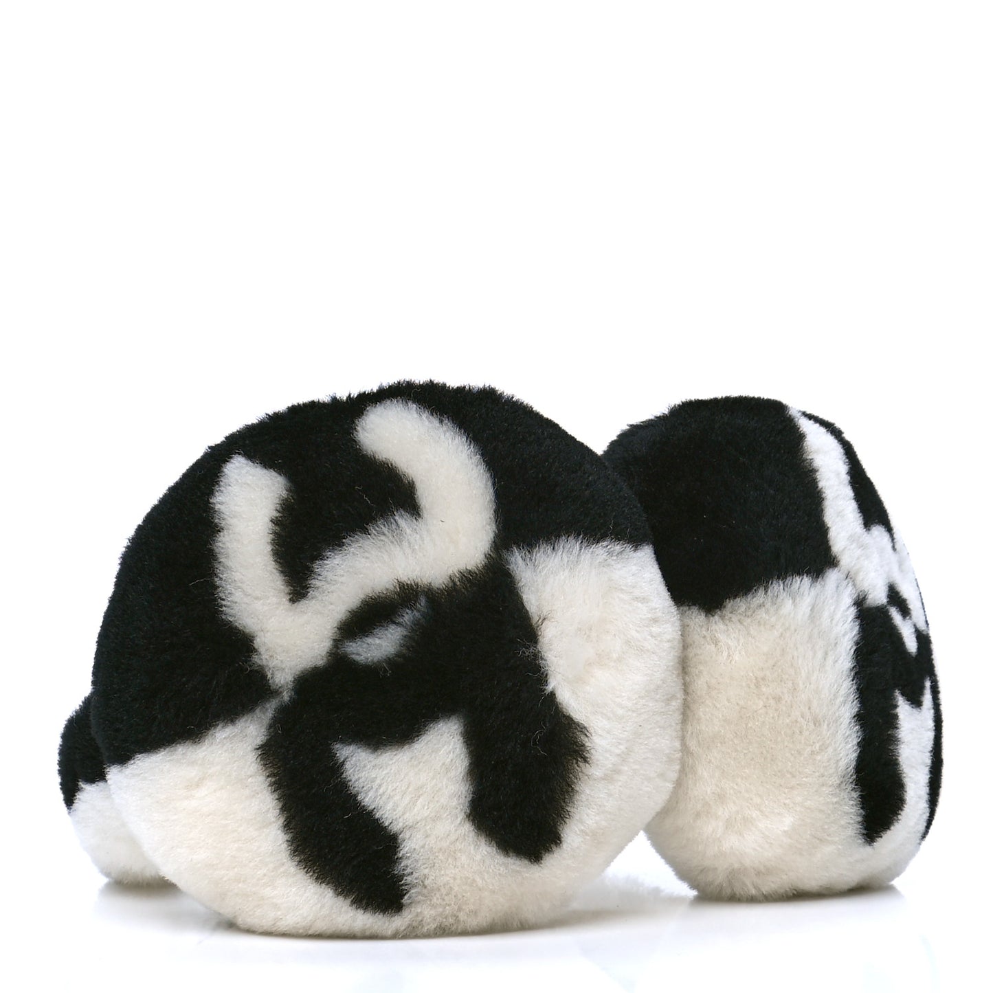 Shearling CC Ear Muffs Black White
