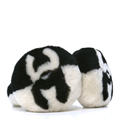 Chanel Shearling CC Ear Muffs Black White 3 of 4