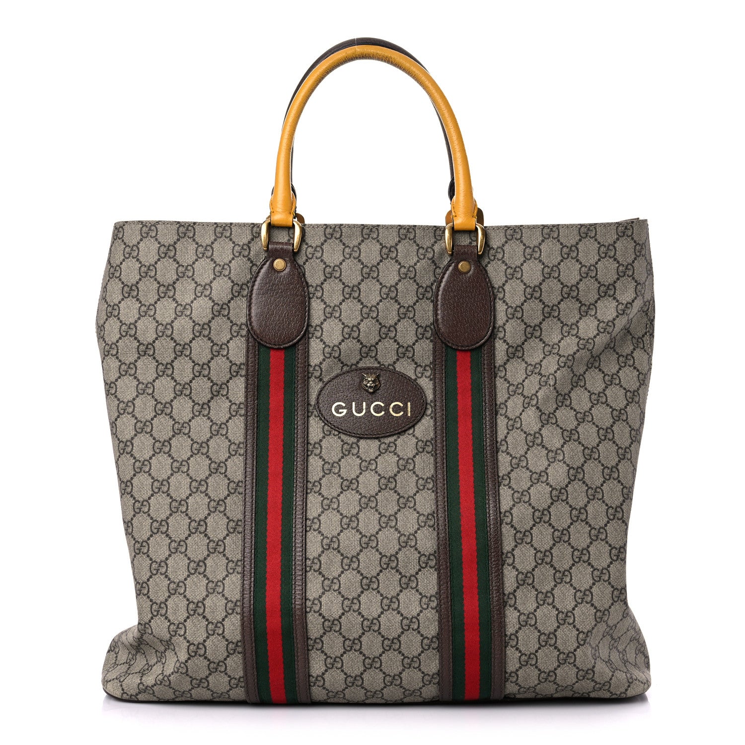 Gucci GG Supreme Monogram Web Neo Vintage Tote Beige New Acero Crop 1 of 33