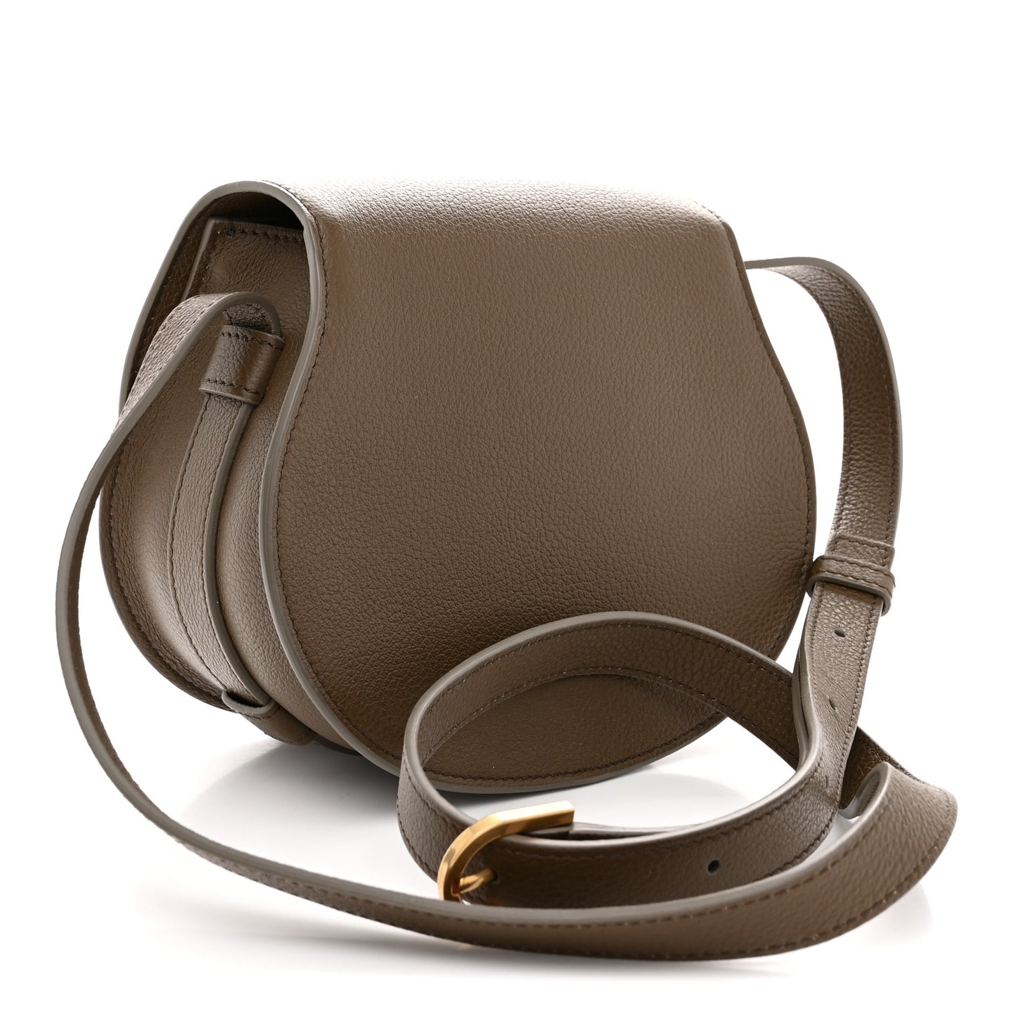 Grained Calfskin Small Marcie Saddle Bag Dark Khaki