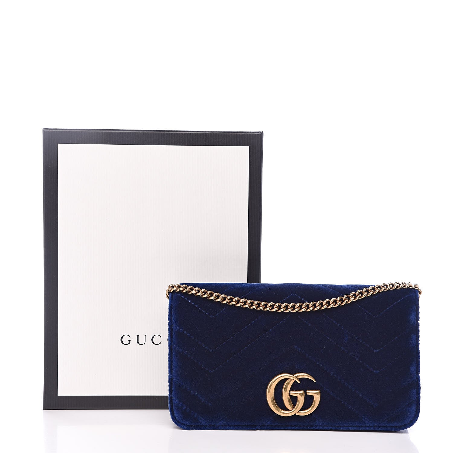 Gucci Velvet Matelasse GG Marmont Mini Bag Cobalt Blue 12 of 12