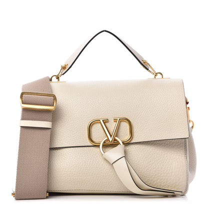 Valentino Garavani Pebbled Calfskin VRing Shoulder Bag Light Ivory 1 of 11