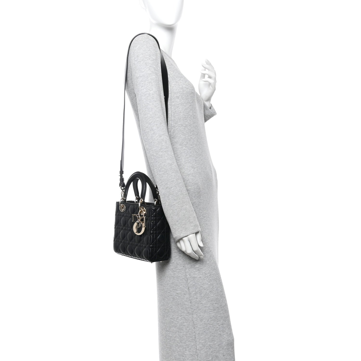 Christian Dior Lambskin Cannage Small My ABCDior Lady Dior Black 2 of 11
