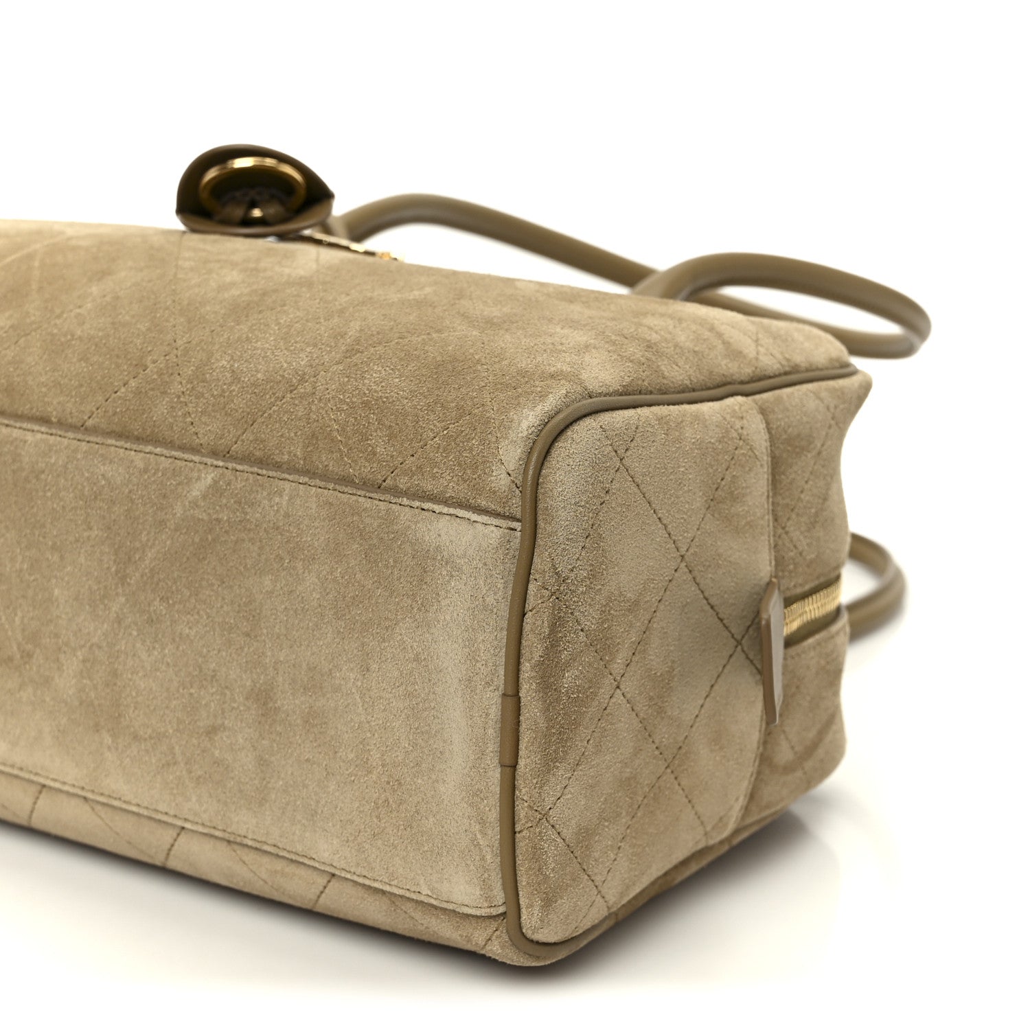 Chanel Suede Calfskin Large Perfect Bowling Bag Dark Beige 18 of 18