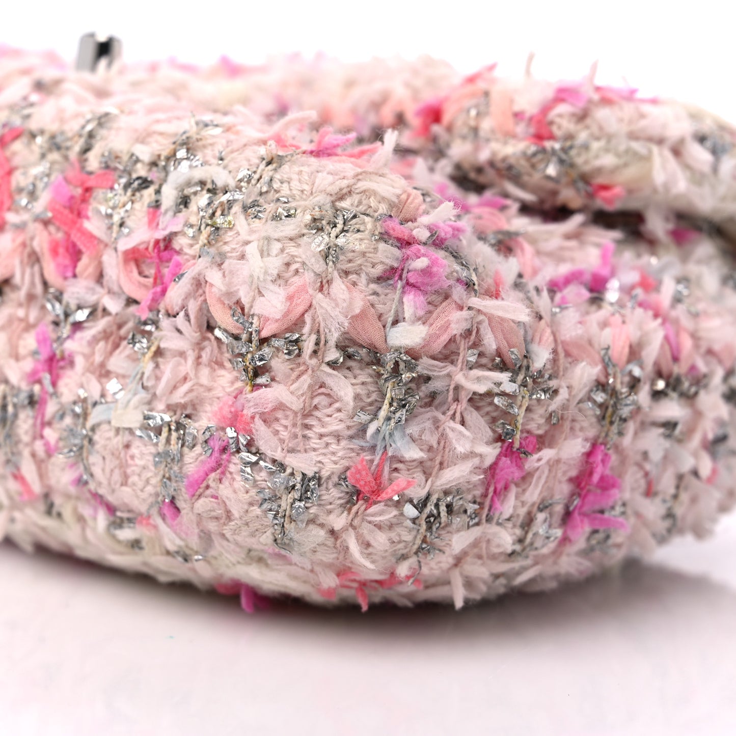 Tweed Quilted Mini Rectangular Flap Light Pink Silver Blue