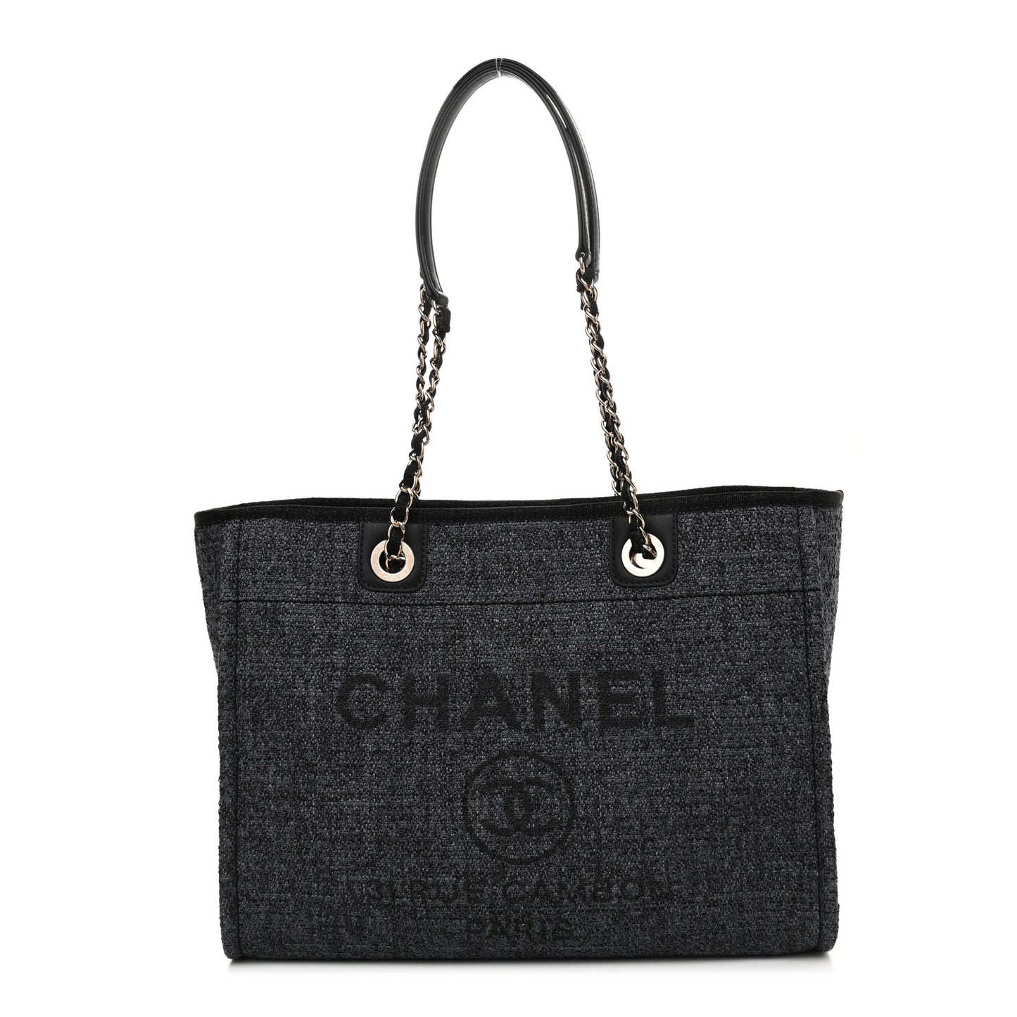 Mixed Fibers Calfskin Small Deauville Tote Black