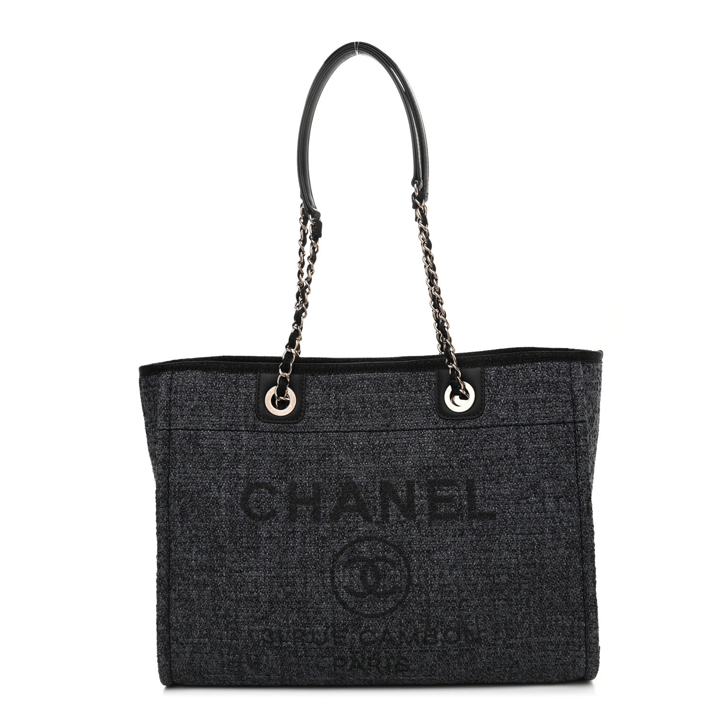 Chanel Mixed Fibers Calfskin Small Deauville Tote Black 1 of 9