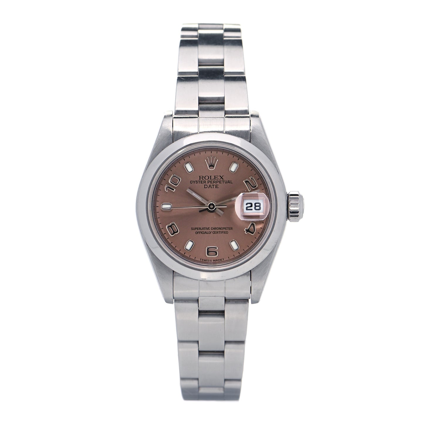Stainless Steel 26mm Oyster Perpetual Date Watch Pink 79160