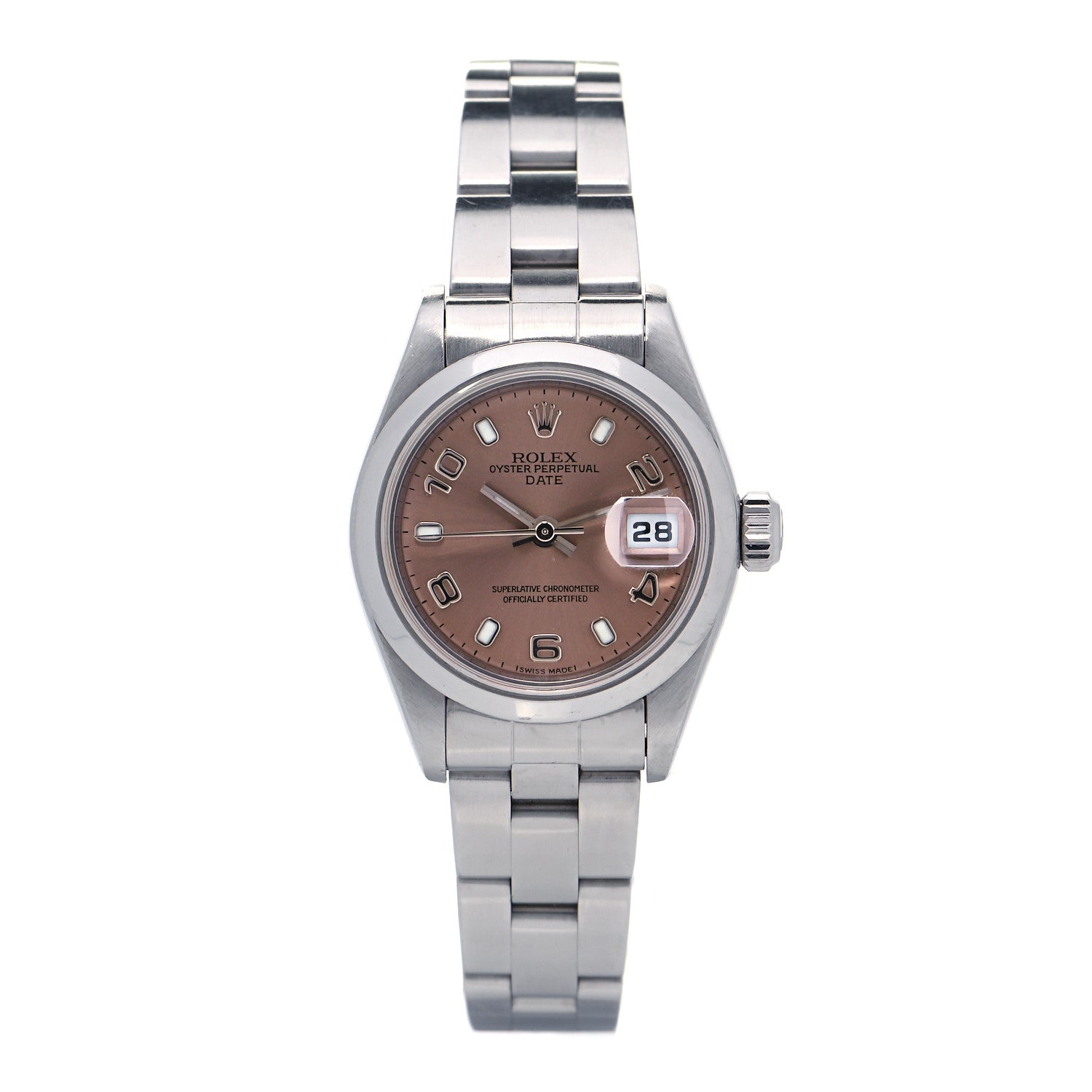 Rolex Stainless Steel 26mm Oyster Perpetual Date Watch Pink 79160 1 of 4