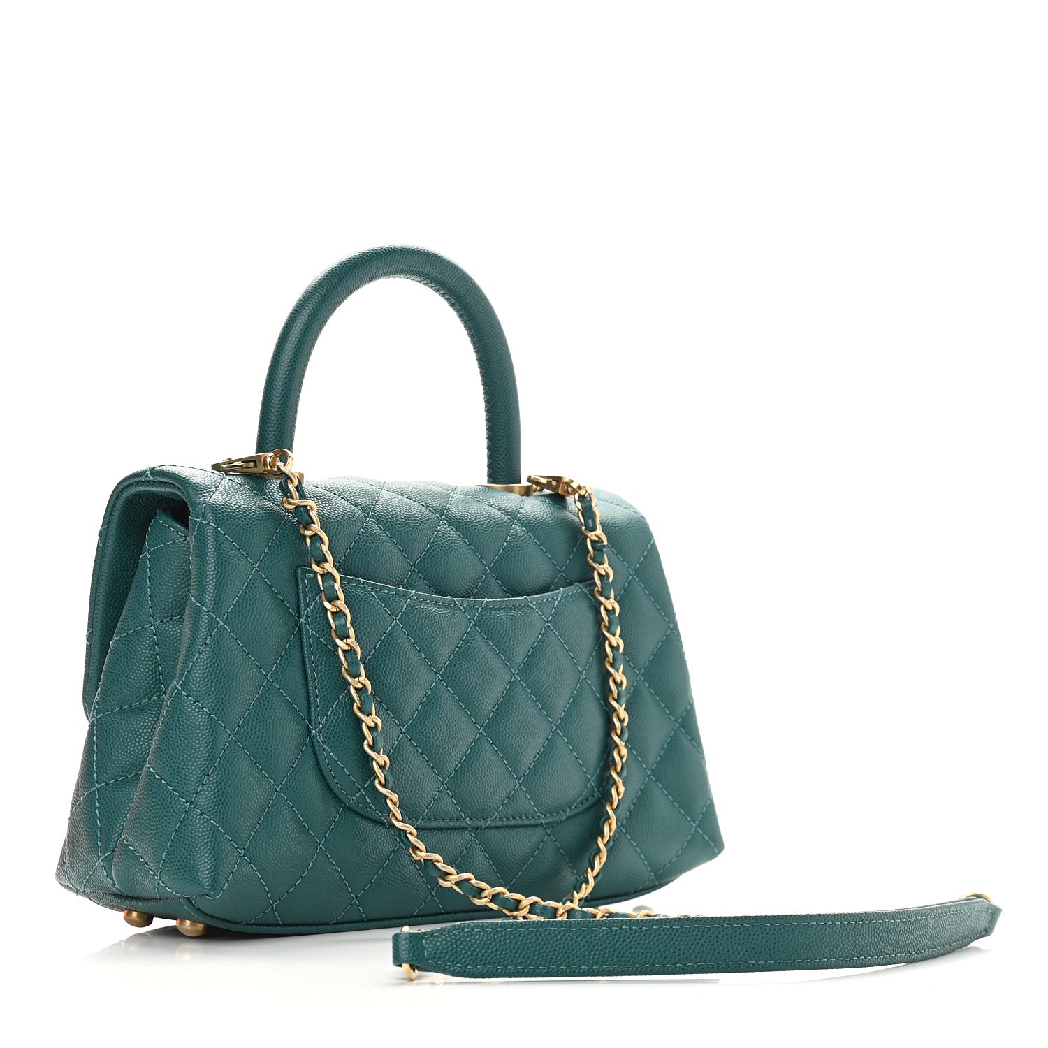 Chanel Caviar Quilted Mini Coco Handle Flap Green 3 of 9