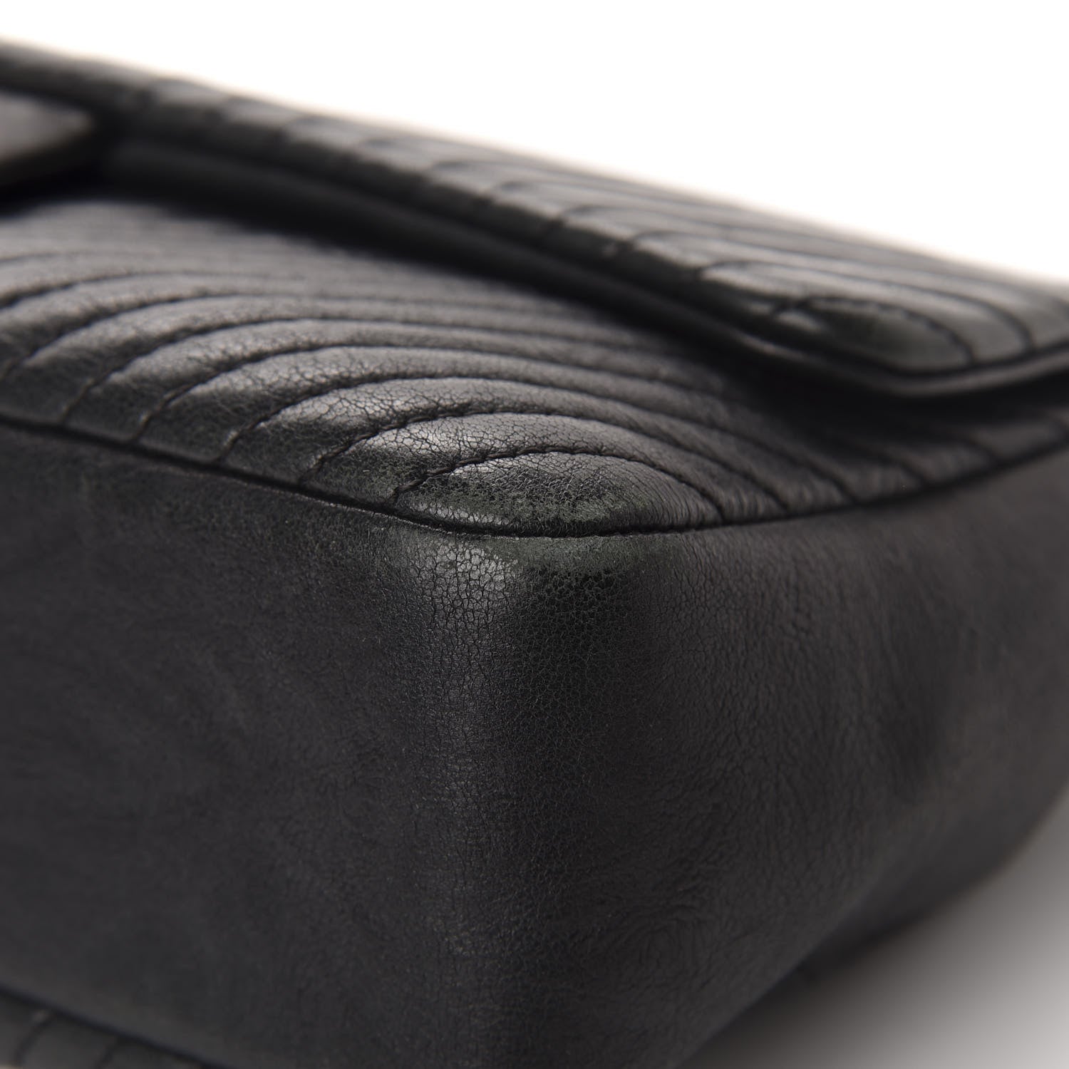 Chanel Calfskin Chevron Quilted Medium Surpique Flap Black 8 of 12