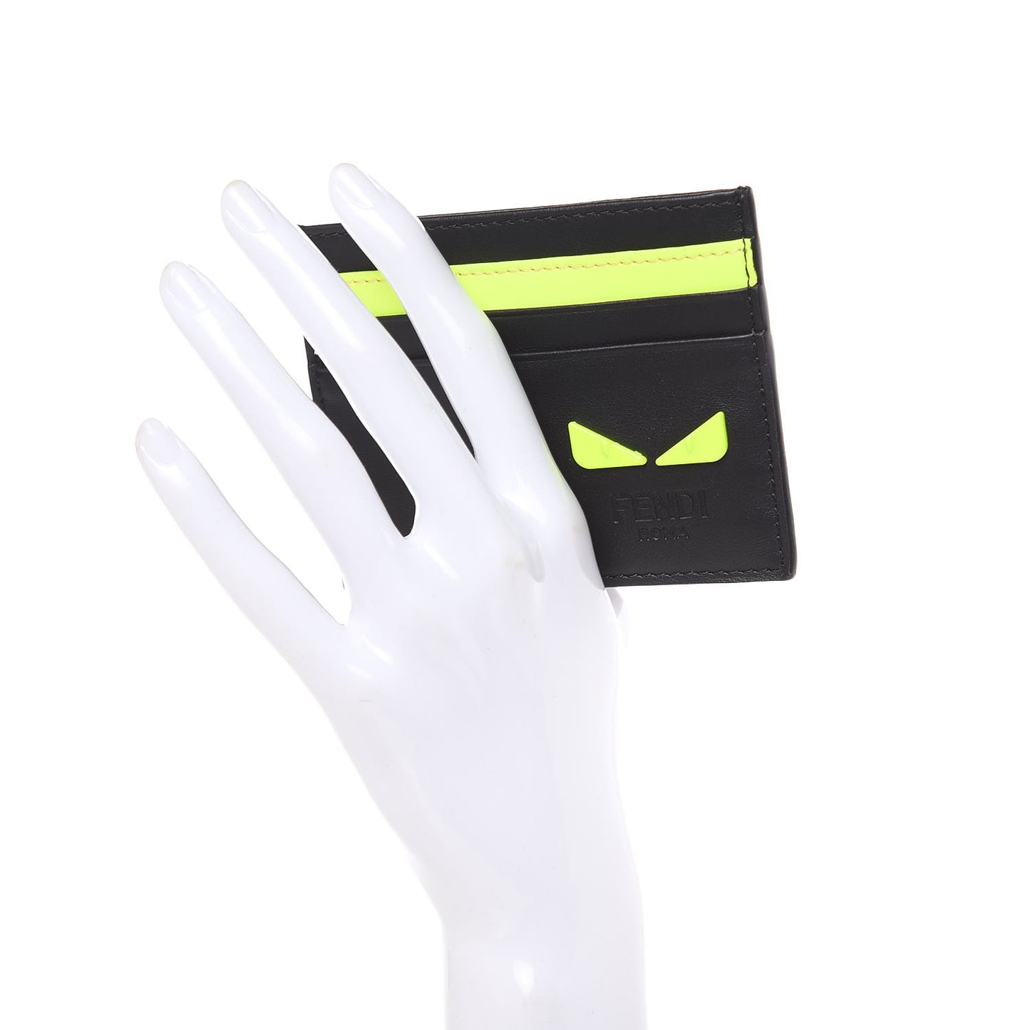 Vitello Grace Light I See You Eyes Card Holder Black Giallo Fluo
