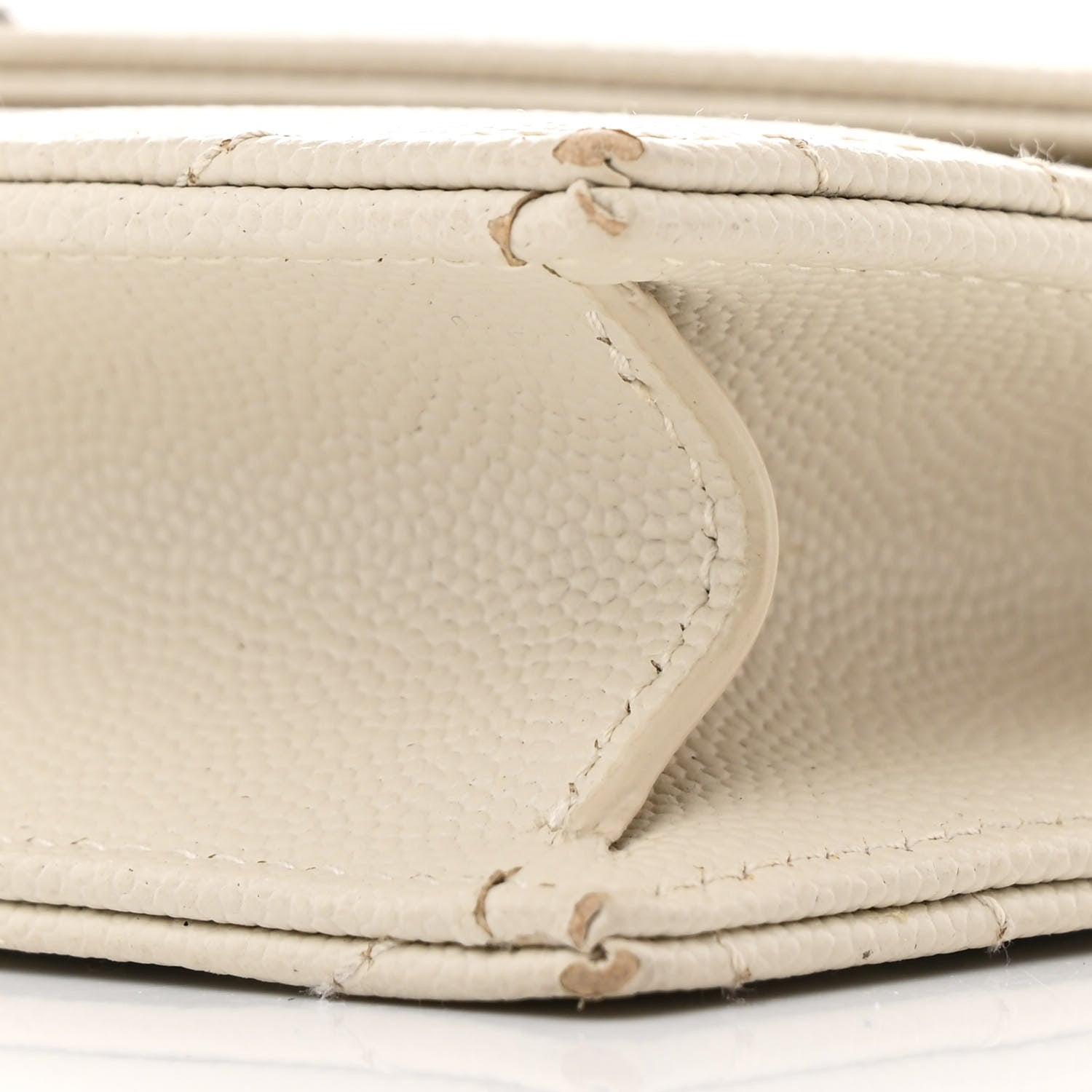 Saint Laurent Grain De Poudre Matelasse Chevron Monogram Envelope Chain Wallet Crema Soft 10 of 14