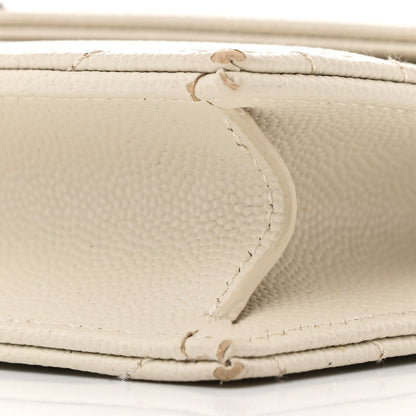 Saint Laurent Grain De Poudre Matelasse Chevron Monogram Envelope Chain Wallet Crema Soft 10 of 14