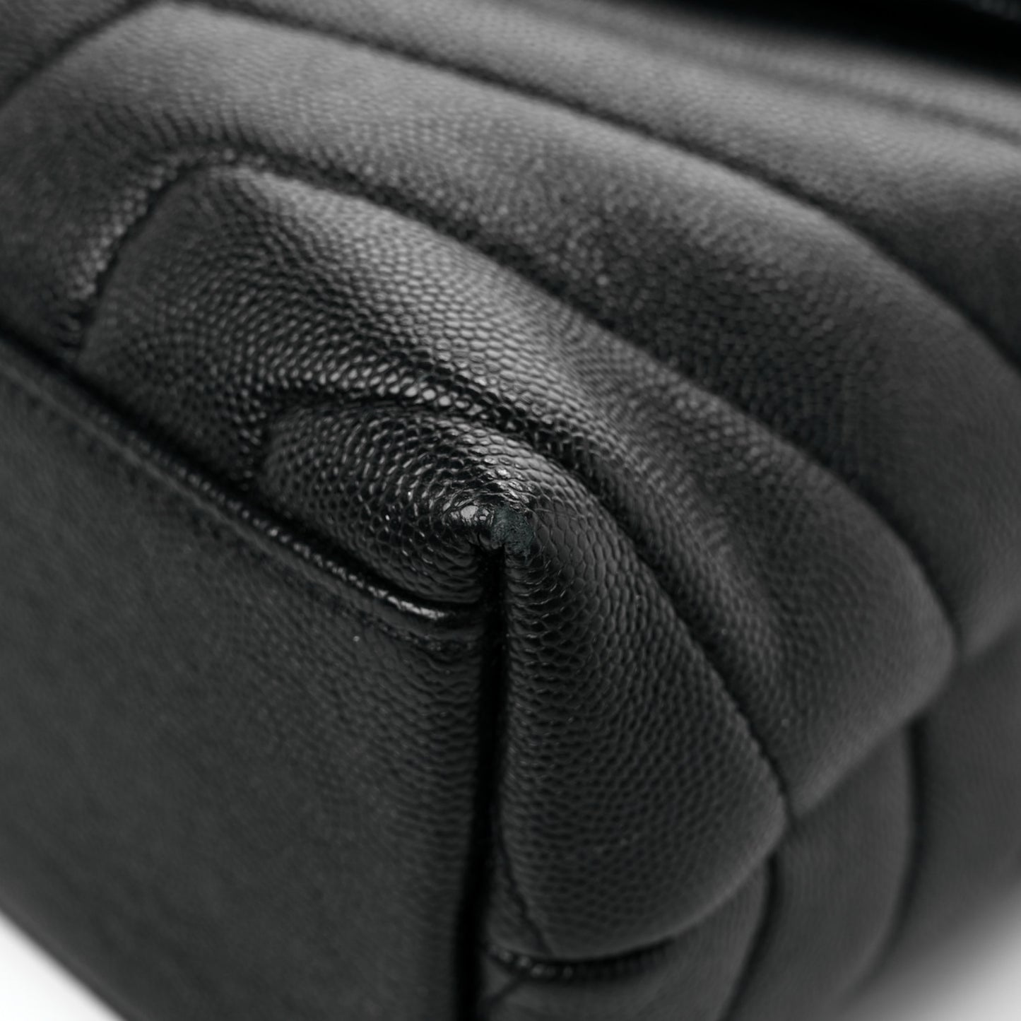 Grain de Poudre Calfskin Y Quilted Monogram Small Loulou Chain Satchel Black