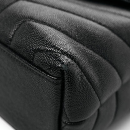 Saint Laurent Grain de Poudre Calfskin Y Quilted Monogram Small Loulou Chain Satchel Black 10 of 14