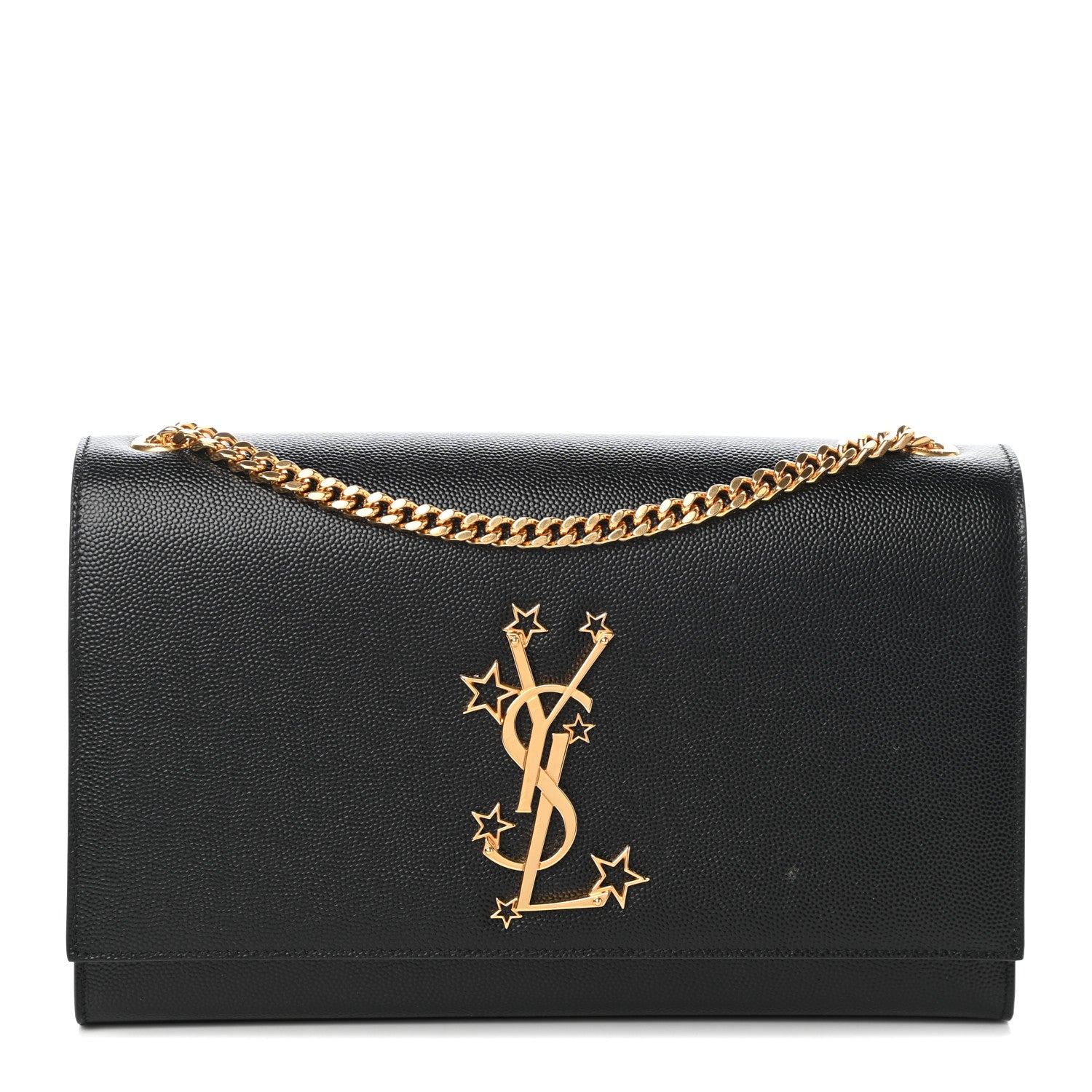 Saint Laurent Grain De Poudre Star Studded Monogram Wallet on Chain Black 1 of 9