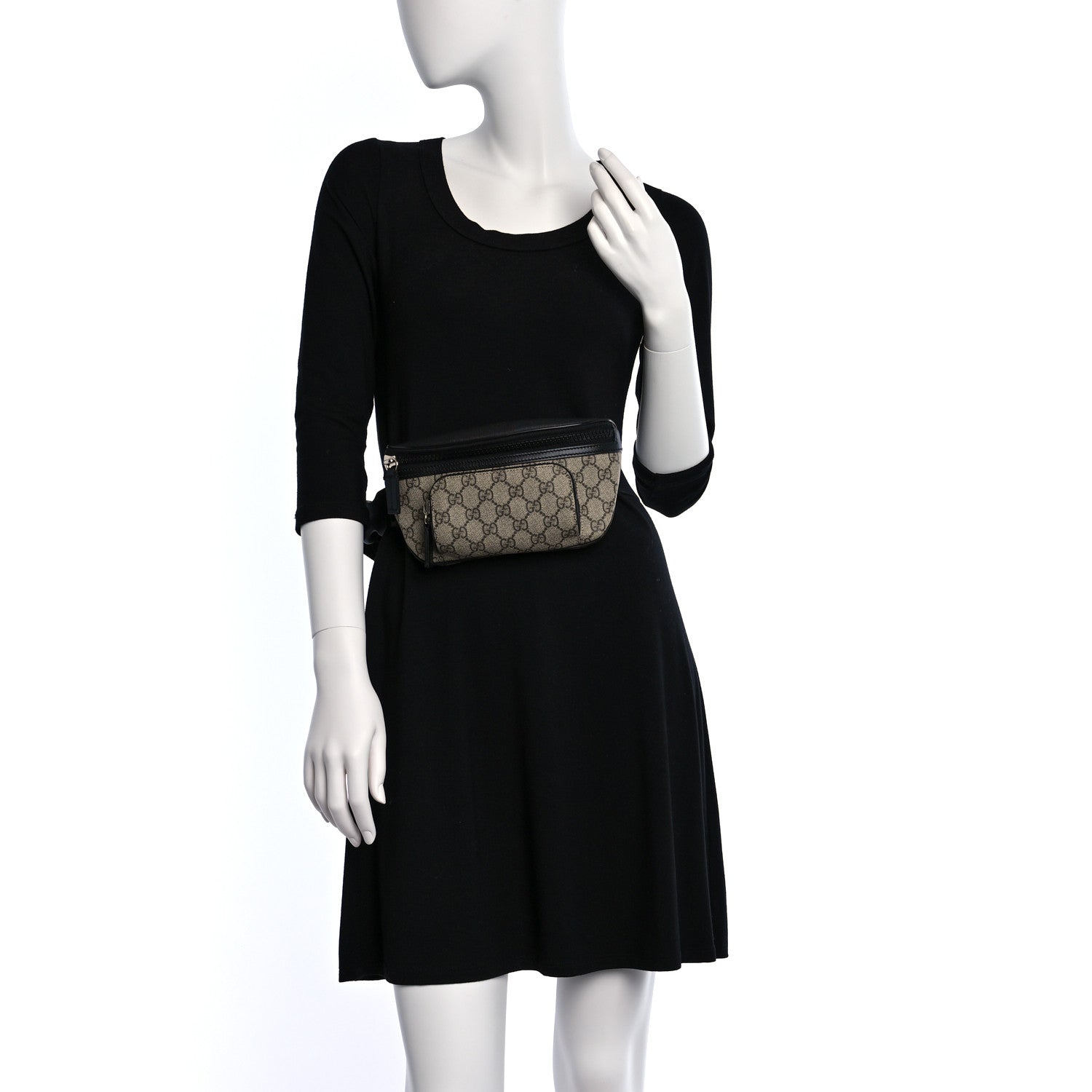 Gucci GG Supreme Monogram Belt Bag Black 2 of 10