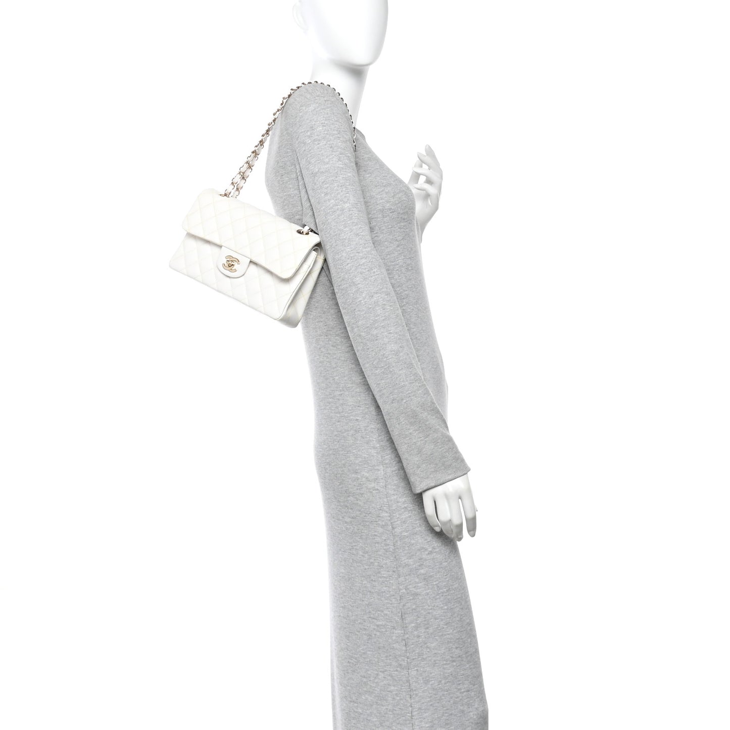 Caviar Quilted Small Double Flap White