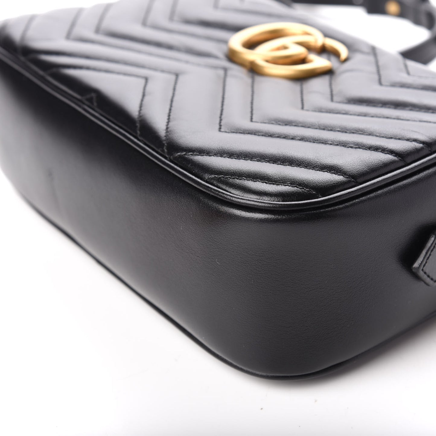 Calfskin Matelasse Small GG Marmont Chain Shoulder Bag Black