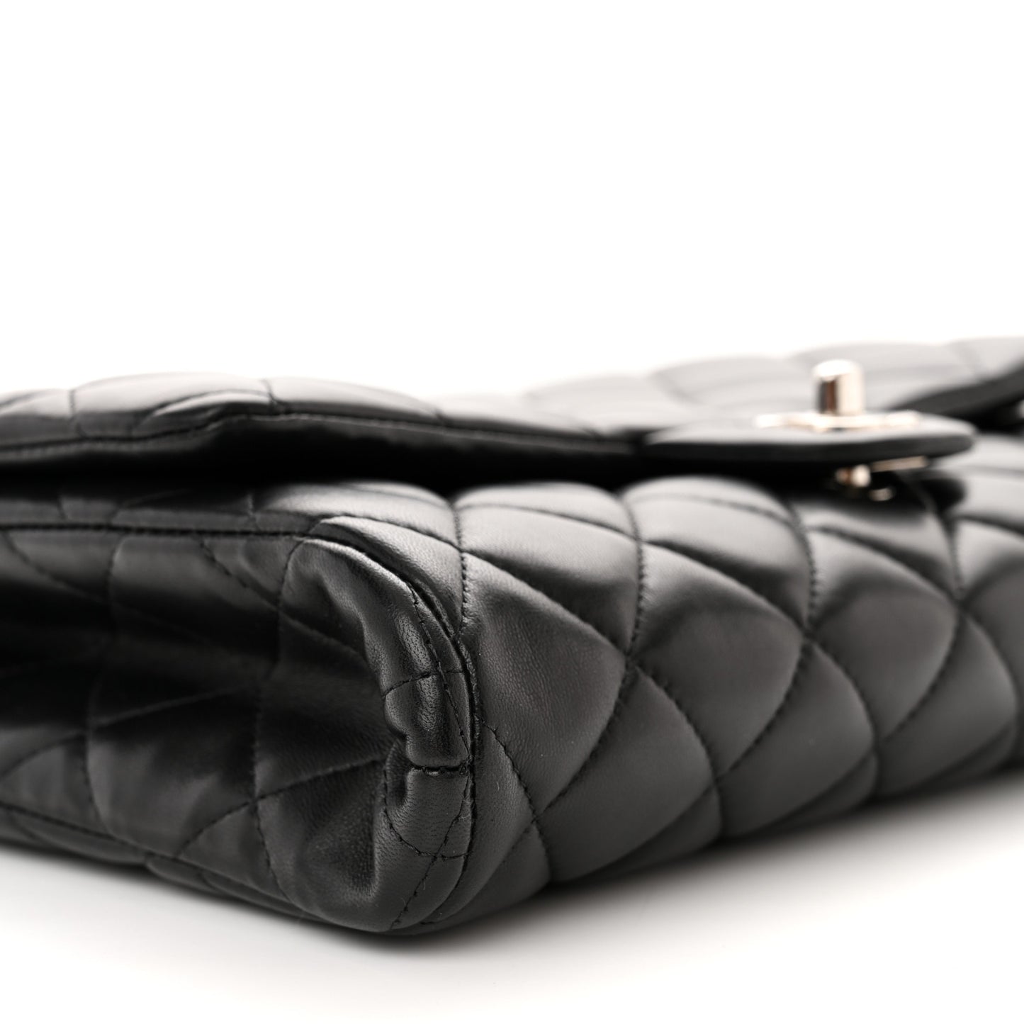 Lambskin Quilted Clutch With Chain Flap Black