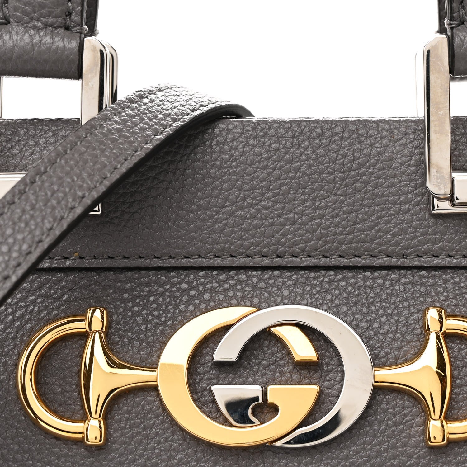 Gucci Grainy Calfskin Small Zumi Top Handle Bag Dusty Grey 9 of 12