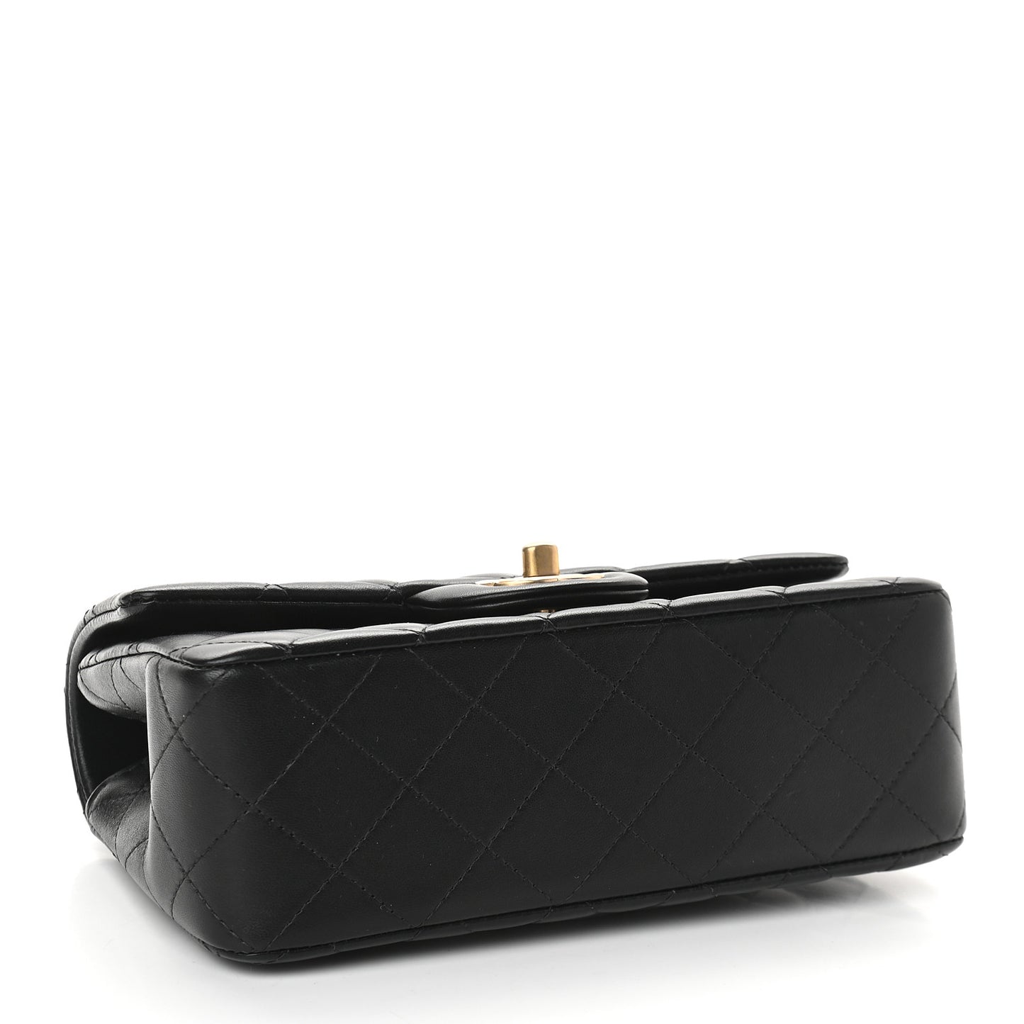 Lambskin Quilted Mini Top Handle Rectangular Flap Black