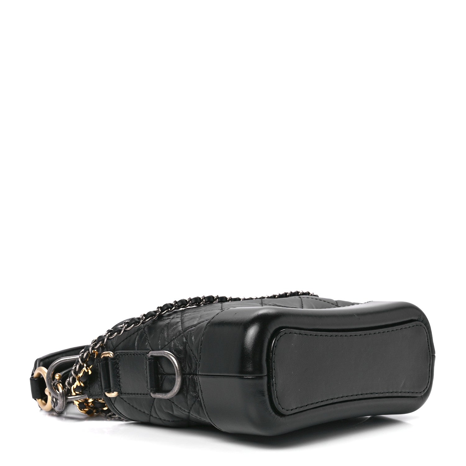Chanel Aged Calfskin Quilted Small Gabrielle Logo Hobo Black 4 of 11