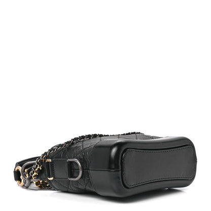 Chanel Aged Calfskin Quilted Small Gabrielle Logo Hobo Black 4 of 11