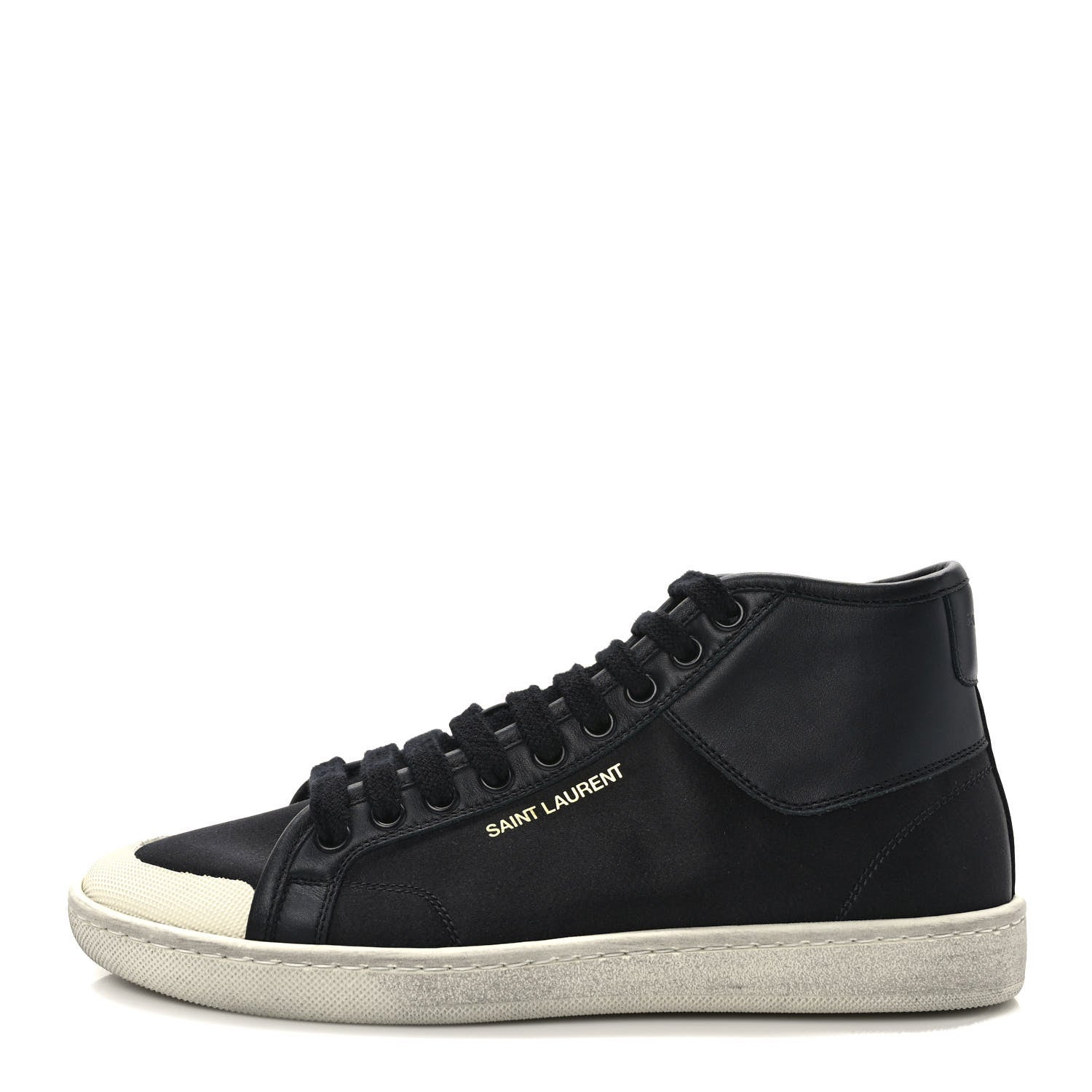 Saint Laurent Satin Womens High Top Sneakers 36 Black 1 of 9
