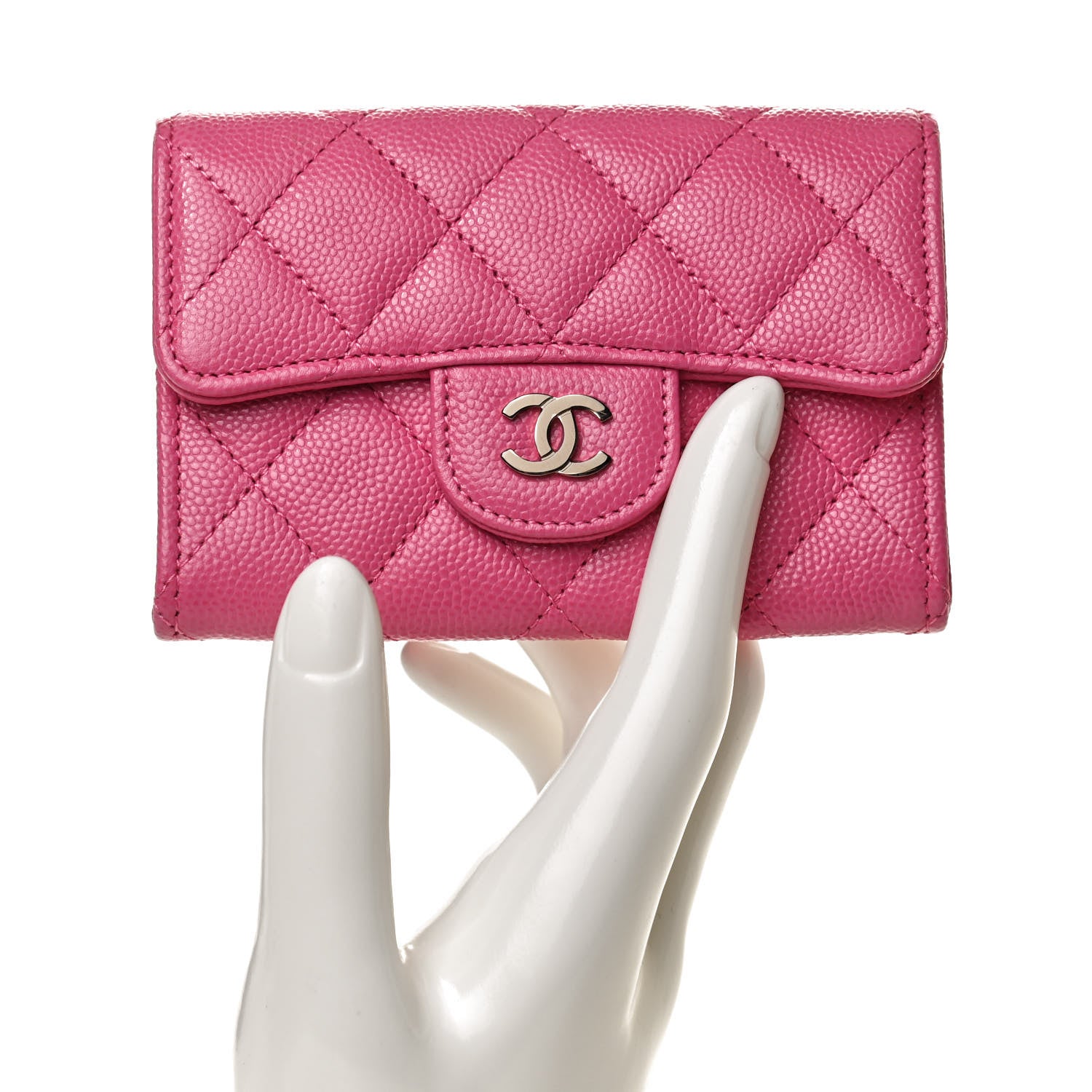 Chanel Caviar Quilted Flap Card Holder Wallet Pink 2 of 12