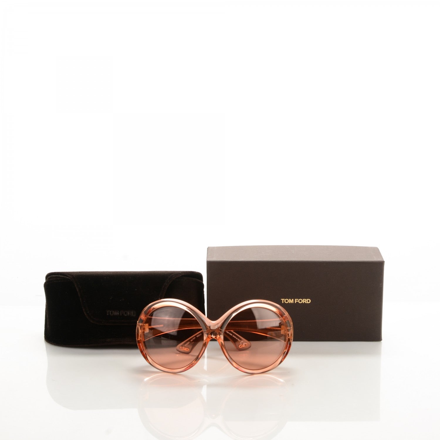 Tom Ford Ali Oversized Round Sunglasses TF0221 Peach Pink 5 of 5