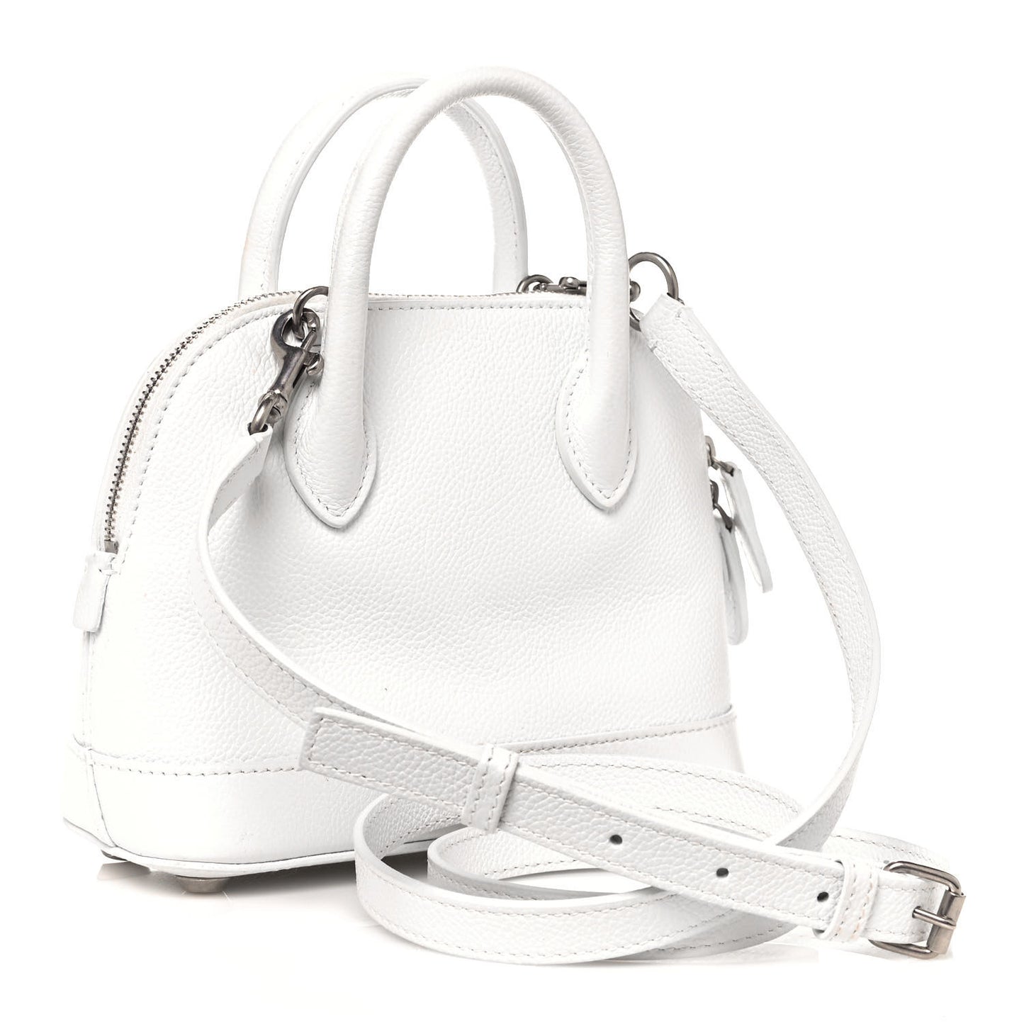 Grained Calfskin Logo XXS Ville Top Handle Bag White Fluo Pink