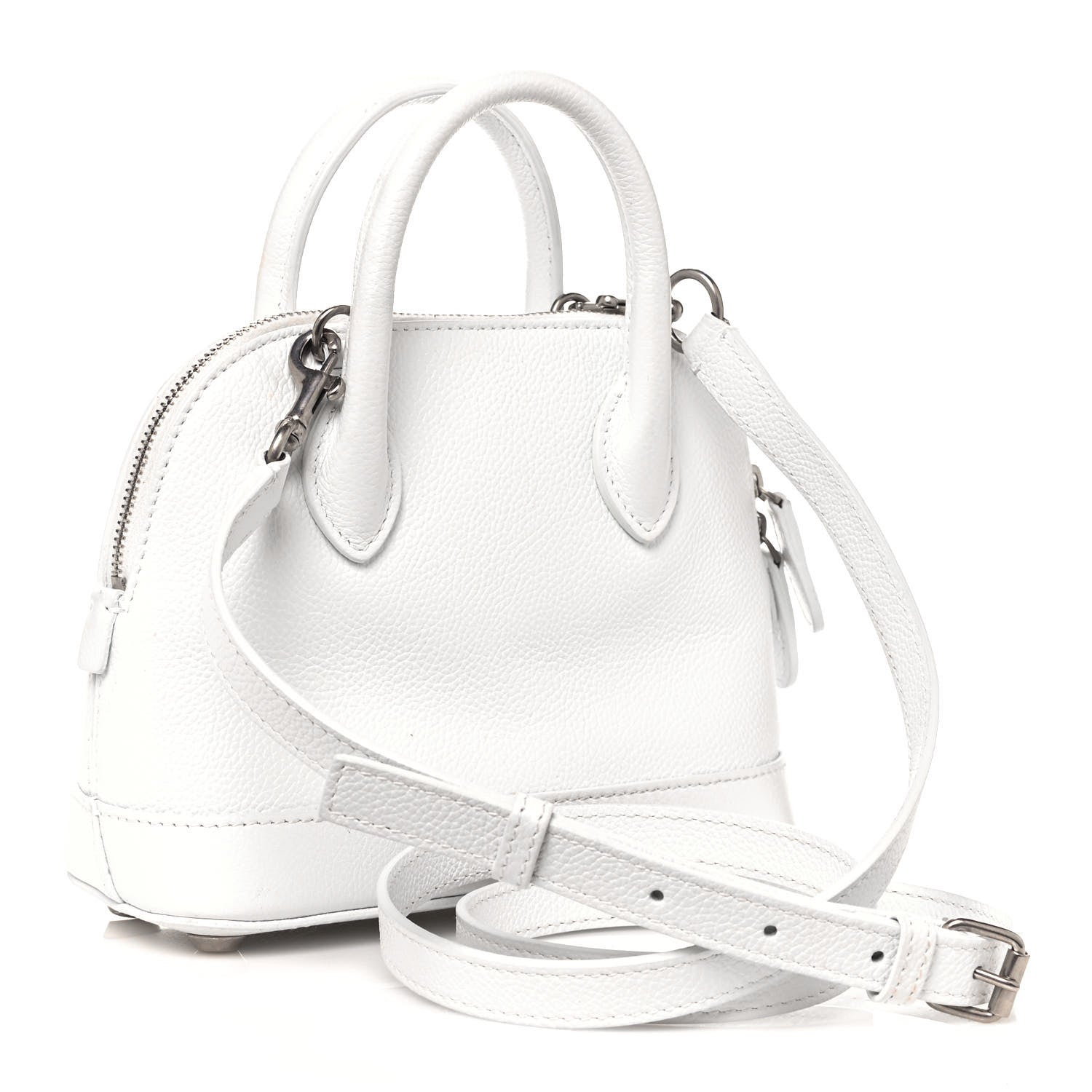 Balenciaga Grained Calfskin Logo XXS Ville Top Handle Bag White Fluo Pink 3 of 11