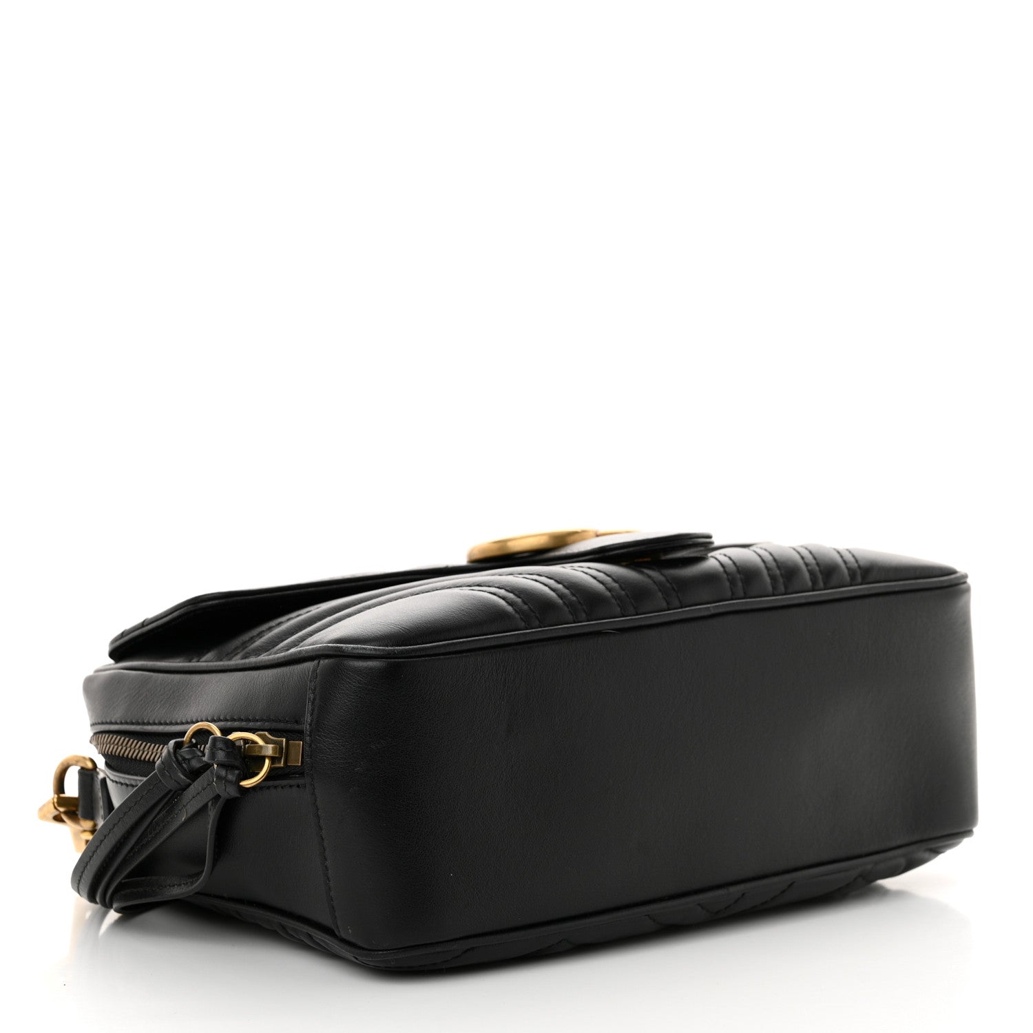 Gucci Calfskin Matelasse Sylvie Web Small GG Marmont Top Handle Shoulder Bag Black 4 of 14