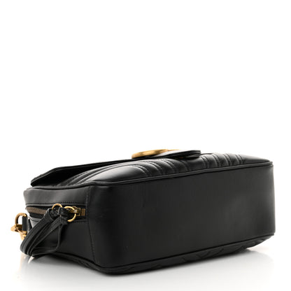 Gucci Calfskin Matelasse Sylvie Web Small GG Marmont Top Handle Shoulder Bag Black 4 of 14