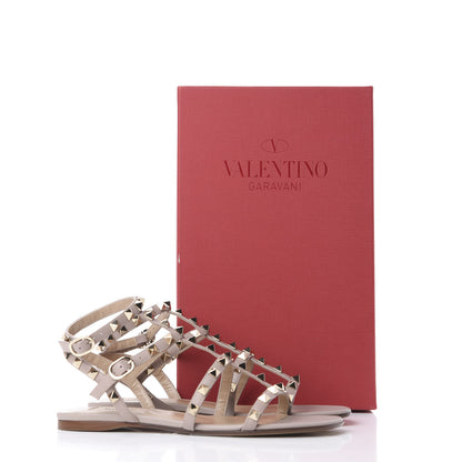 Valentino Garavani Nappa Rockstud Gladiator Flat Sandals 36.5 Poudre 10 of 10