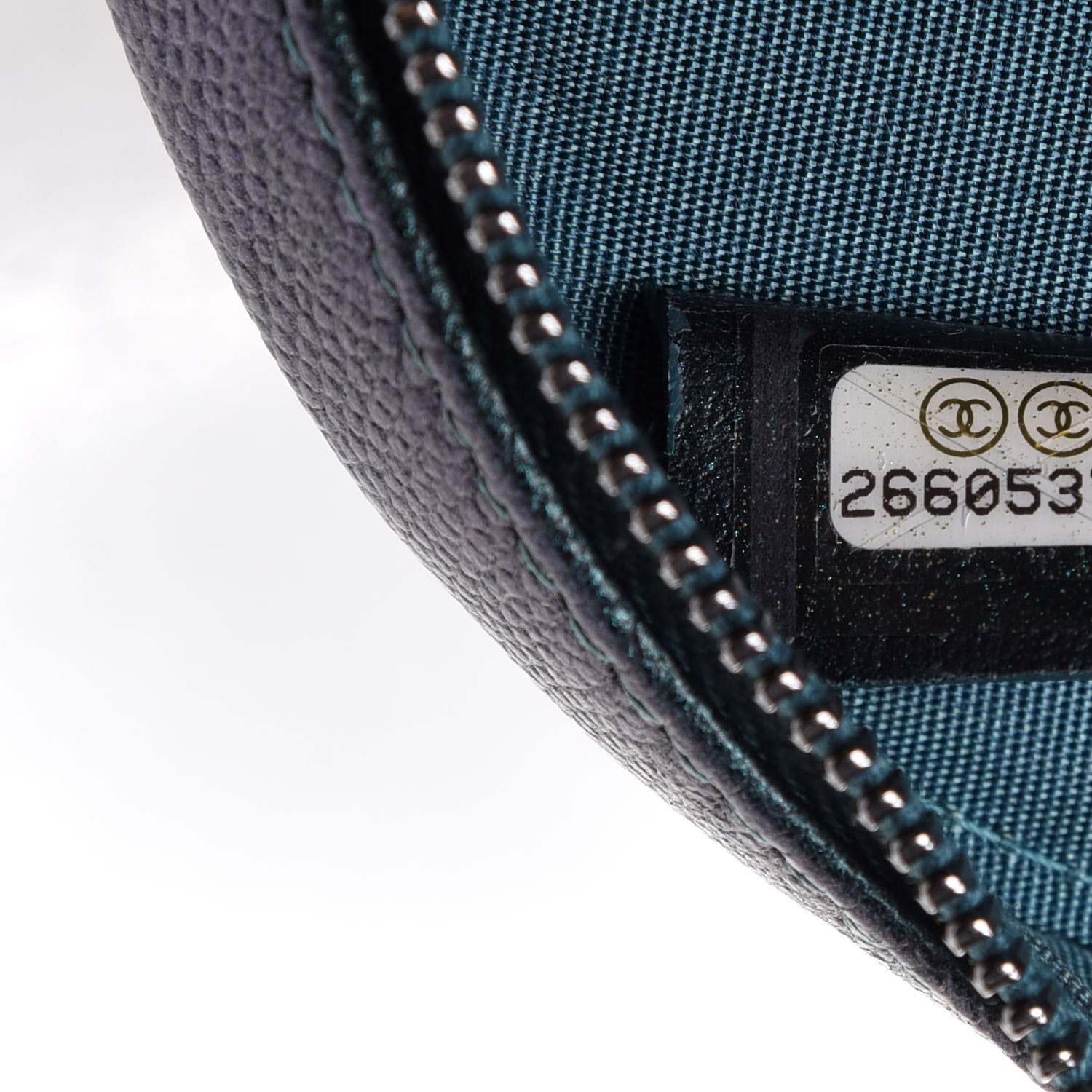 Chanel Iridescent Caviar Quilted Round Filigree Crossbody Dark Turquoise 6 of 9