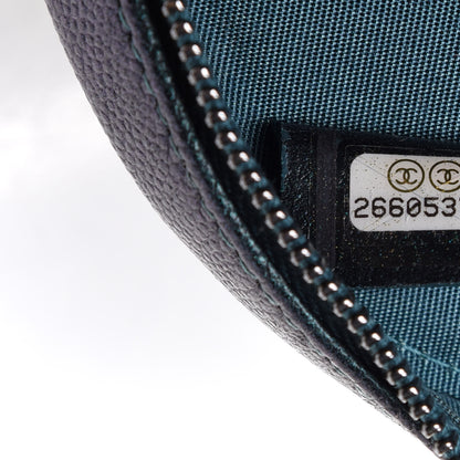Chanel Iridescent Caviar Quilted Round Filigree Crossbody Dark Turquoise 6 of 9