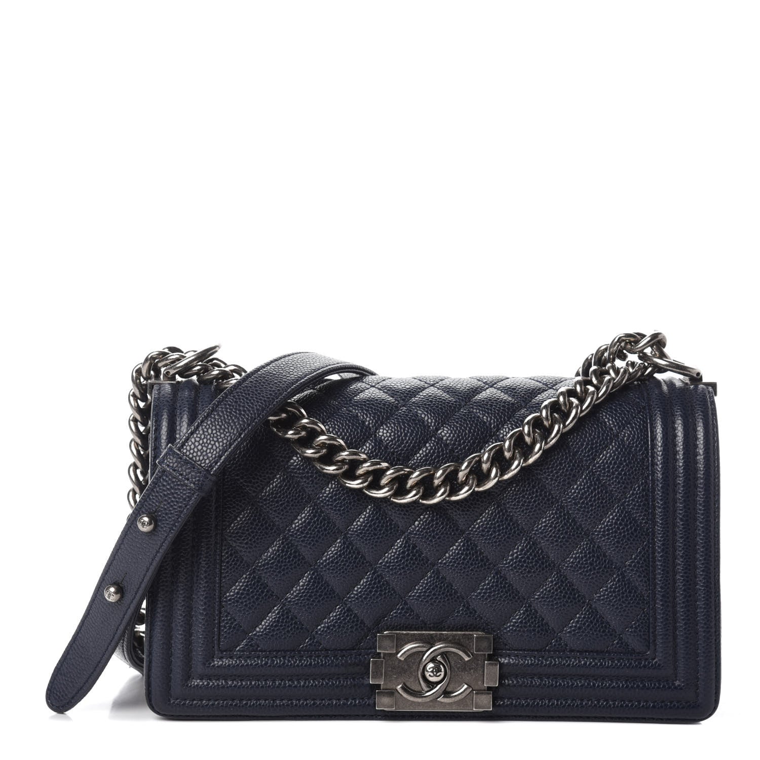 Chanel Caviar Quilted Medium Boy Flap Navy 1 of 10