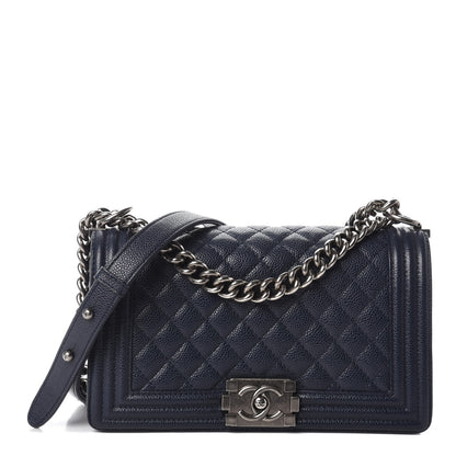 Chanel Caviar Quilted Medium Boy Flap Navy 1 of 10