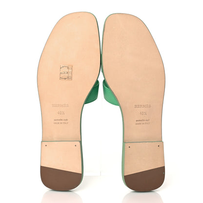 Hermes Epsom Oran Sandals 40.5 Vert Pomme 6 of 11