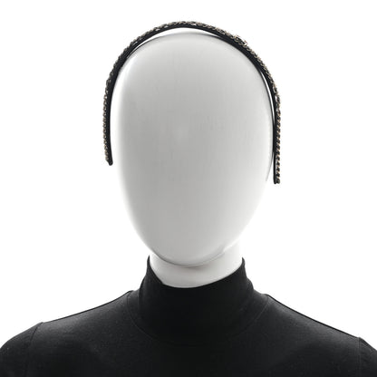 Chanel Metal Lambskin Crystal CC Chain Headband Gold Black 2 of 6