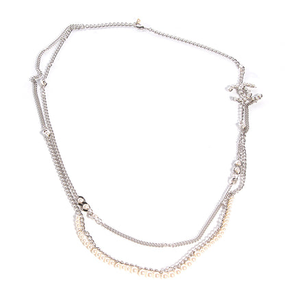 Chanel Pearl CC Long Chain Necklace Silver 3 of 6