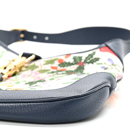 Gucci Canvas Flora Medium Jackie Hobo Blue Agata 9 of 11