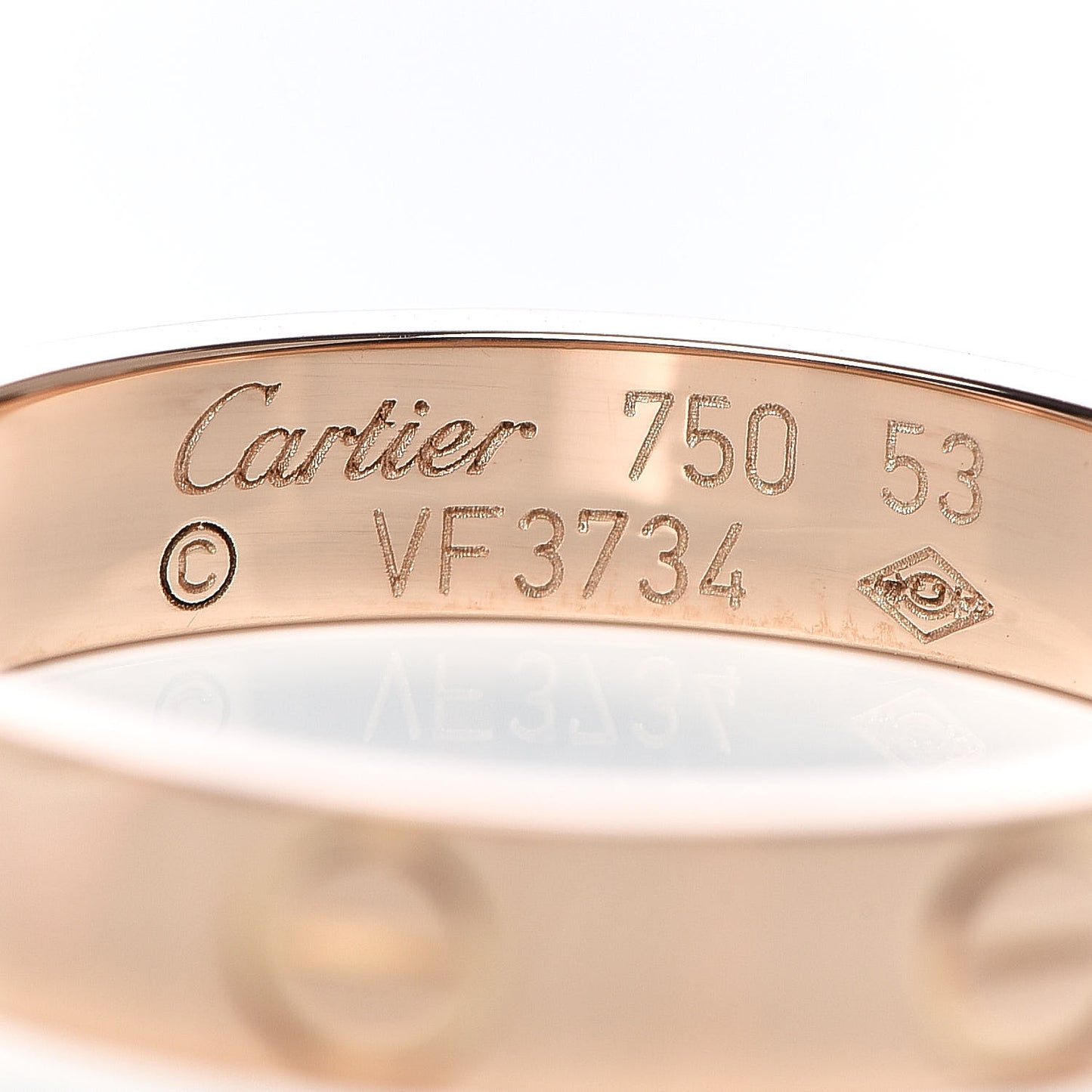 18K Pink Gold 3.5mm LOVE Wedding Band Ring 53 6.25