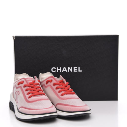 Chanel Lycra Fabric CC Sneakers 37 White Red 8 of 8