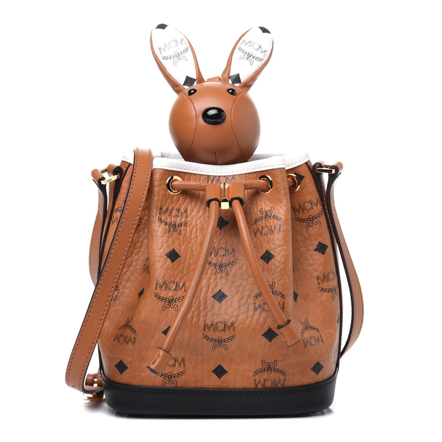 Visetos Zoo Rabbit Drawstring Bucket Bag Cognac
