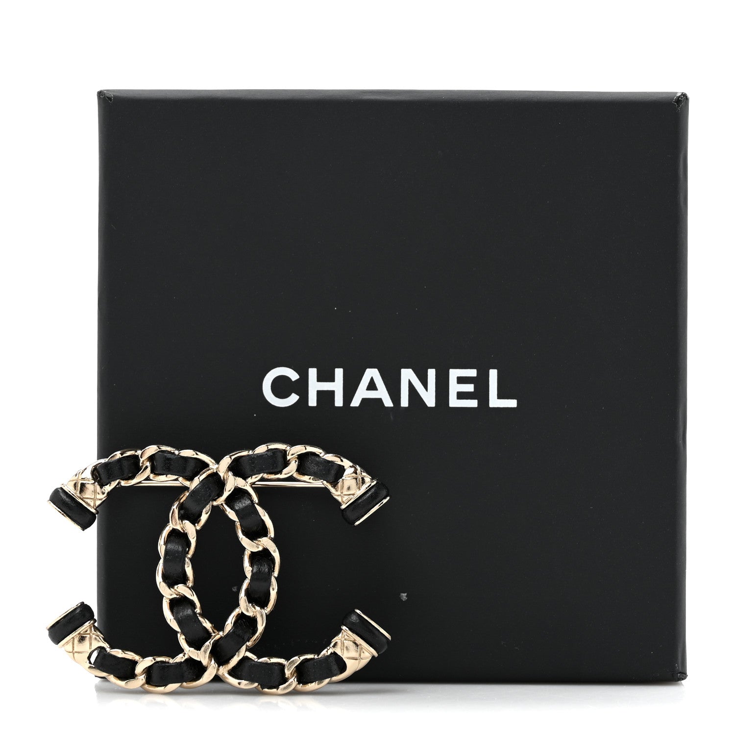 Chanel Lambskin CC Chain Brooch Black Gold 4 of 4