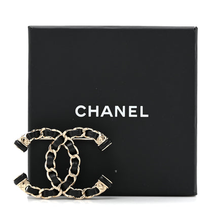 Chanel Lambskin CC Chain Brooch Black Gold 4 of 4